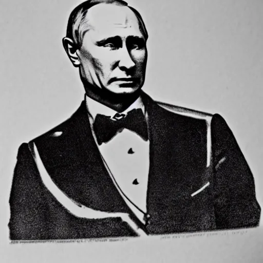 Prompt: vladimir putin. masonic lithography