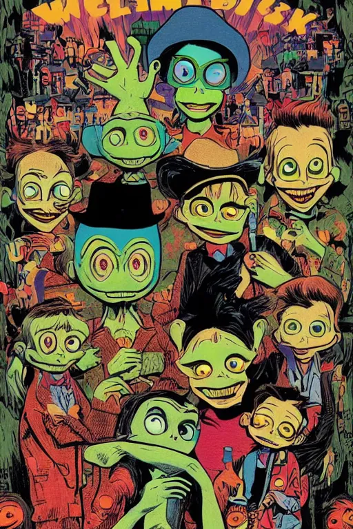 Prompt: the cover of a new goosebumps book, in the style of jamie hewlett, detailed, aesthetic,