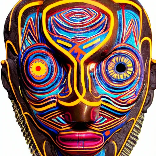 Prompt: tribal voodoo mask citizen portrait soft light painted by james jean and katsuhiro otomo and erik jones, inspired by ethiopian akira, smooth face feature, intricate oil painting, high detail illustration, sharp high detail, manga and anime 1 9 9 9