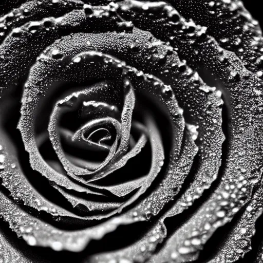 Image similar to award - winning macro of a beautiful black rose made of glowing molten magma