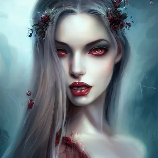 A digital painting of a beautiful female vampire, art | Stable ...