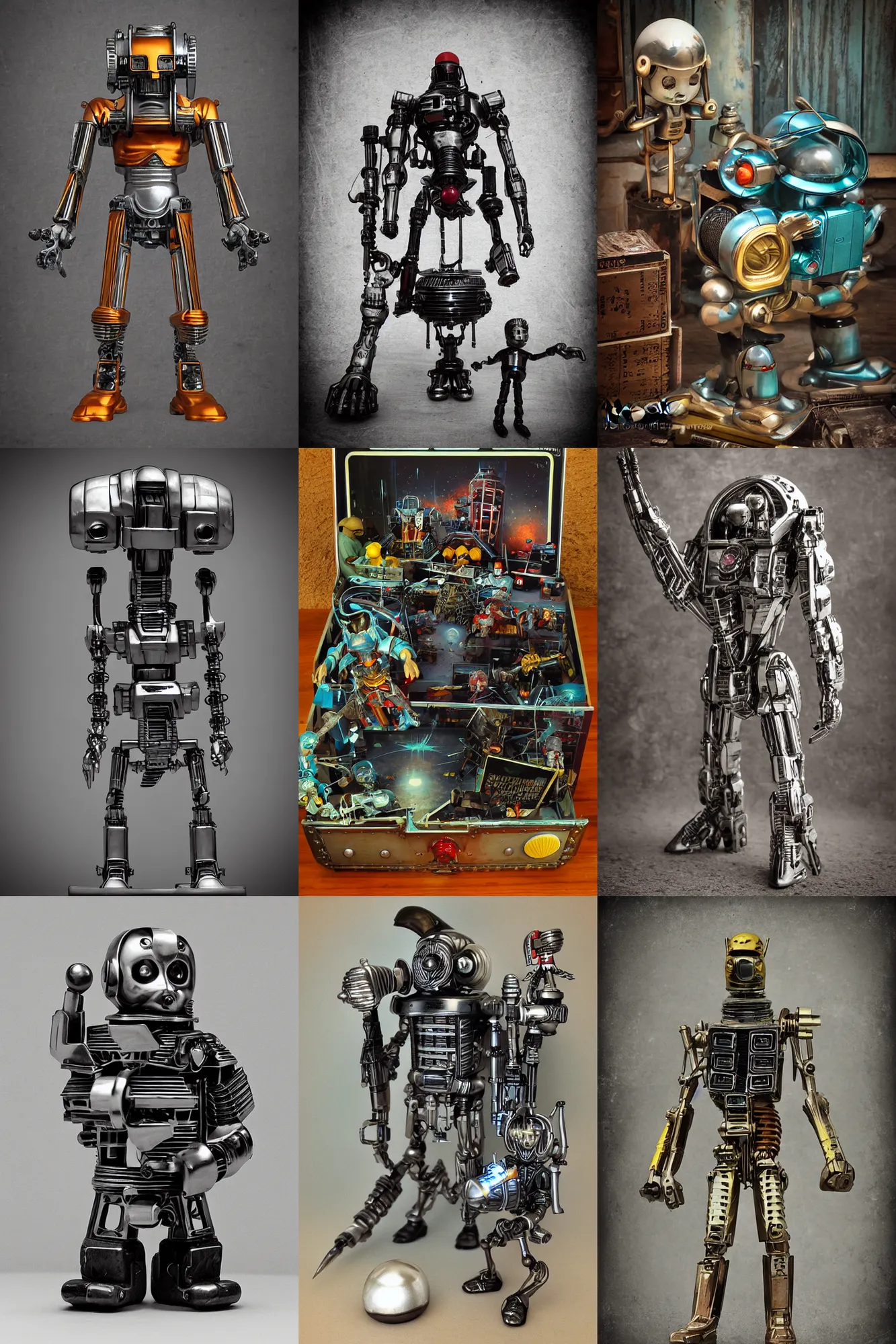 Prompt: photograph retro sci - fi metal toy