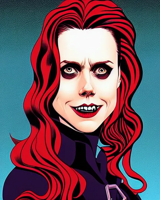 Image similar to vampire : : rafeal albuquerque comic art, peter mohrbucher : : gorgeous amy adams : : sharp teeth, open mouth sneer : : symmetrical face, symmetrical eyes : : gorgeous red hair : : magic lighting, low spacial lighting : :