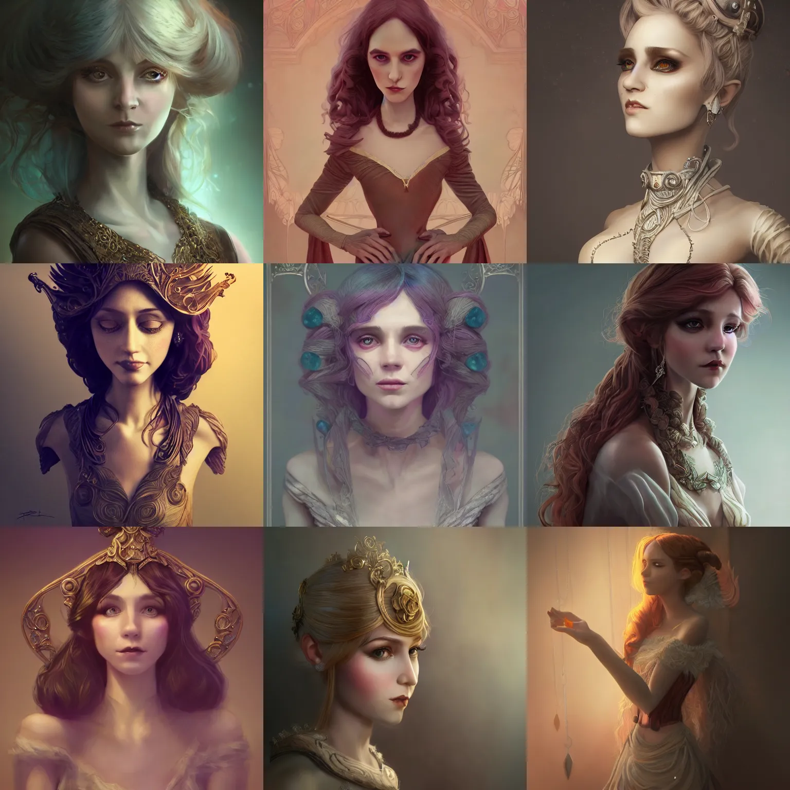 Prompt: portrait of a female muppet, humanoid character, beautiful, focused, elegant, art nouveau, dnd, sinuous, fantasy, mystical, magical aesthetics, illustration, photorealistic, soft lighting, unreal engine, matte painting, 4 k,