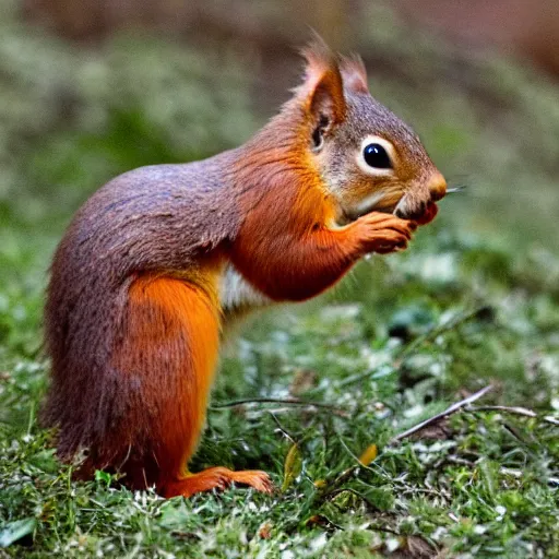 Prompt: red squirrel in a park ranger outfit