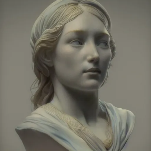 Image similar to beautiful lifelike award winning marble statue bust of gerald of rivia unreal engine octane render trending on art station artgerm greg rutkowski alphonse mucha cinematic atmospheric