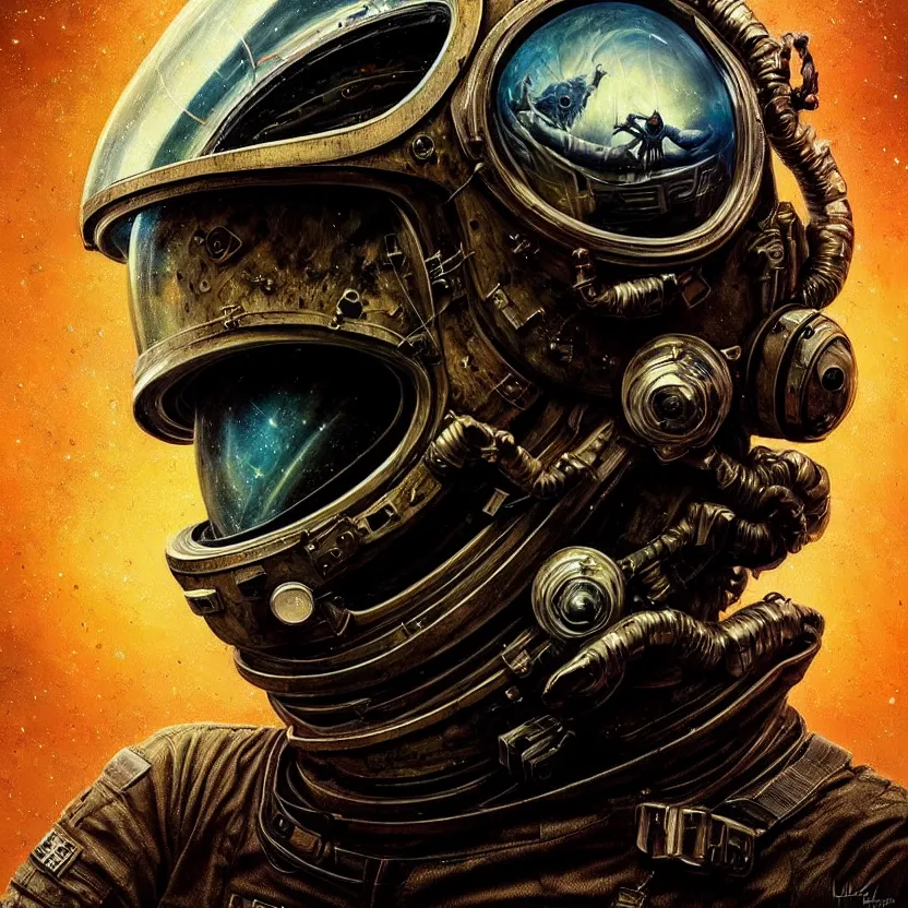 Image similar to epic professional digital art of tormented astronaut in helmet, painted,, terror, leesha hannigan, wayne haag, reyna rochin, ignacio fernandez rios, mark ryden, iris van herpen, best on artstation, best on cgsociety, epic, stunning, gorgeous, much wow, cinematic, masterpiece