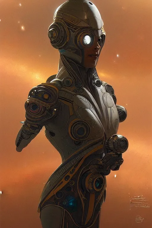Image similar to ancient alien, technical space suit, intricate, elegant, highly detailed, digital painting, artstation, concept art, smooth, sharp focus, illustration, art by artgerm and greg rutkowski and alphonse mucha