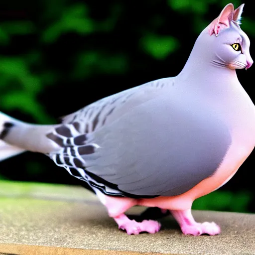 Prompt: a feline pigeon - cat - hybrid. animal photography,