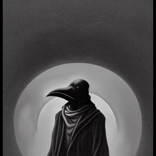 Image similar to plague doctor, self - portrait!!!!!, illustrated by zdzisław beksinski, trending on artstation, 4 k, 8 k