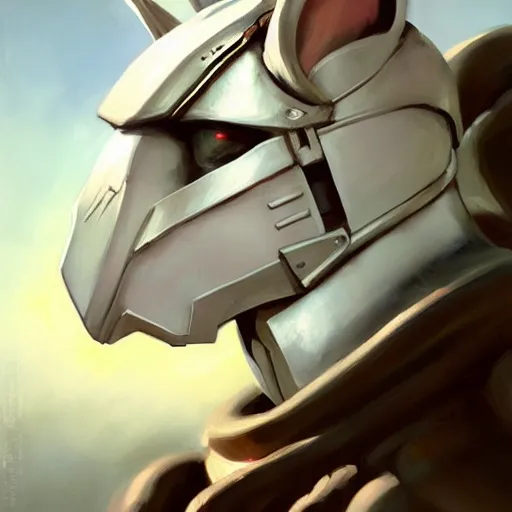 Image similar to greg manchess portrait painting of armored white rabbit from alice in wonderland as overwatch character, medium shot, asymmetrical, profile picture, organic painting, sunny day, matte painting, bold shapes, hard edges, street art, trending on artstation, by huang guangjian, gil elvgren, ruan jia, randy vargas, greg rutkowski