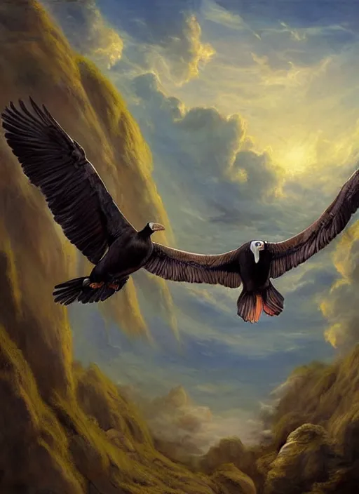 Prompt: a beautiful painting of a condor flying in the sky, matte painting, fantasy art