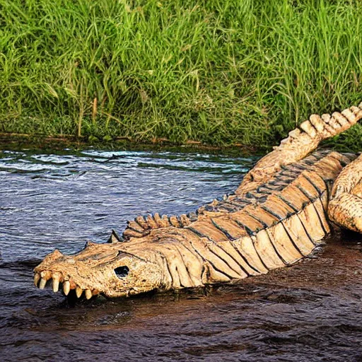 Image similar to a human - crocodile hybrid, wildlife photography