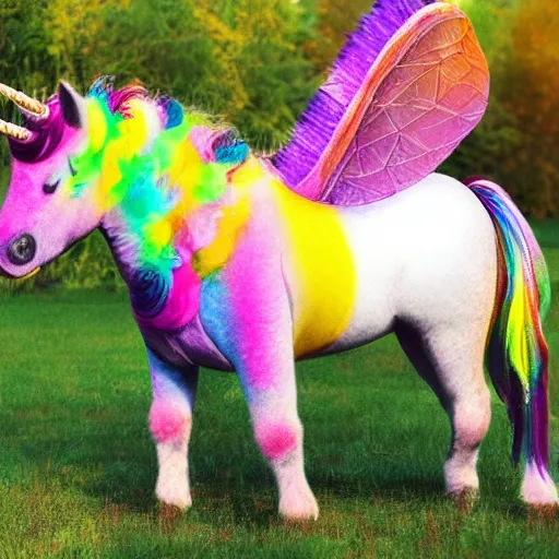 Image similar to photo of a hybrid between a bee and a rainbow unicorn