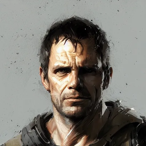 Image similar to portrait of a man by greg rutkowski, he looks like michael biehn, he is wearing a tactical superhero gear, highly detailed portrait, digital painting, artstation, concept art, smooth, sharp foccus ilustration, artstation hq