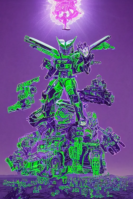 Prompt: portrait of cowboy johnny cash as purple green optimus prime from transformers riding on guitar zord ufo hoverboard, intricate, highly detailed, smooth, artstation, digital illustration by Lisa Frank and Ruan Jia and Mandy Jurgens and Artgerm and Wayne Barlowe and Greg Rutkowski and Zdislav Beksinski