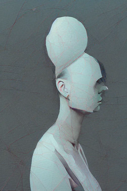 Image similar to woman wearing Oculus and digital glitch head Edward Hopper and James Gilleard, Zdzislaw Beksisnski, higly detailed