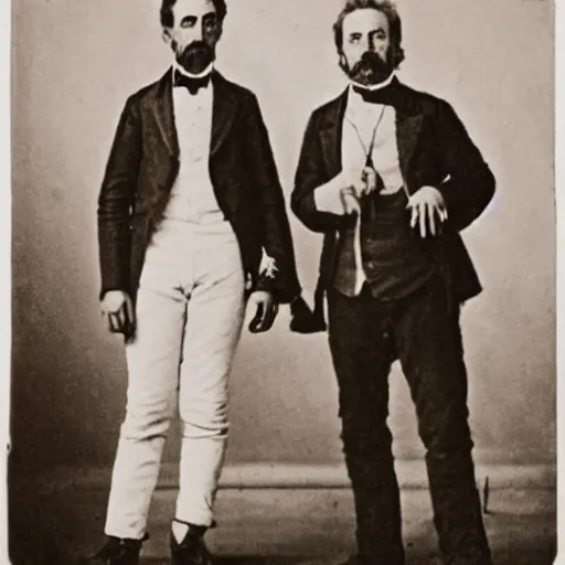 Image similar to photo of rick and morty, 1 8 8 0 s style.