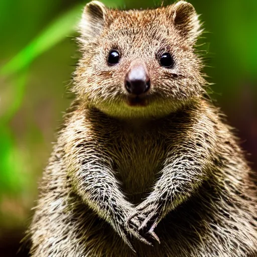 Image similar to quokka turtle hybrid, bold natural colors, national geographic photography, masterpiece, in - frame, canon eos r 3, f / 1. 4, iso 2 0 0, 1 / 1 6 0 s, 8 k, raw, unedited, symmetrical balance