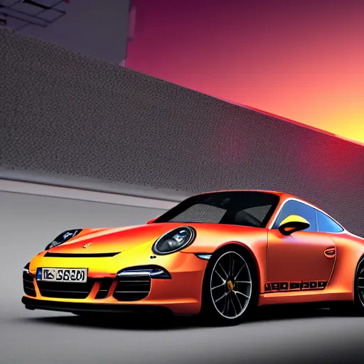 Prompt: porsche 9 1 1 driving sunset hq 4 k, realistic, octane render