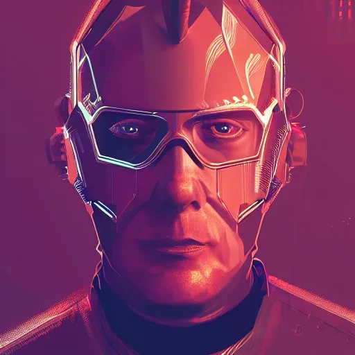 Image similar to cyberpunk william of orange as the leader of a futuristic communist society, cybernetics, sharp lines, digital, artstation, colored in