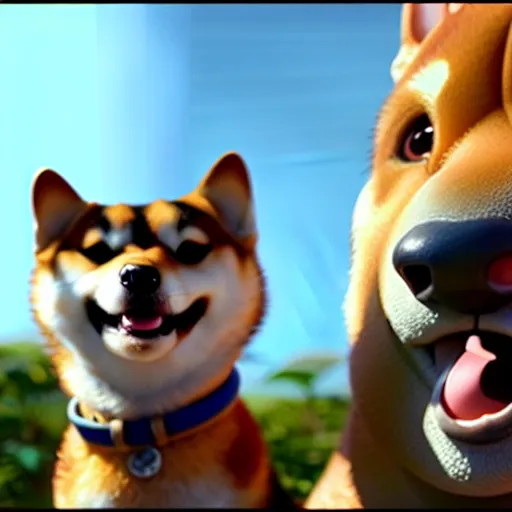 Prompt: weta disney pixar movie still photo of funny shiba inu giant sign that says bonk : : by weta, greg rutkowski, wlop, ilya kuvshinov, rossdraws, artgerm, octane render, iridescent, bright morning, anime, liosh, mucha : :