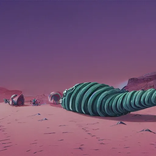 Image similar to A sandworm from Dune, painted by Simon Stalenhag