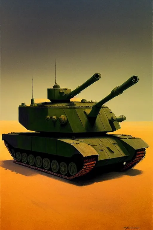 Image similar to british mark v tanks, edward hopper and james gilleard zdzislaw beksisnski higly detailed