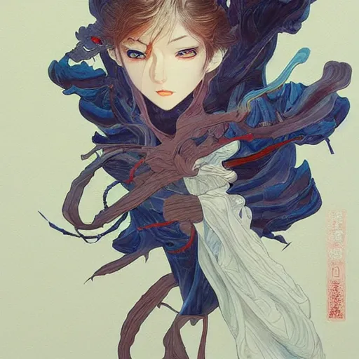 Prompt: prompt : magestic rogue portrait soft light painted by james jean and katsuhiro otomo, inspired by evangeleon anime, smooth face feature, intricate oil painting, high detail illustration, sharp high detail, manga and anime 1 9 9 0