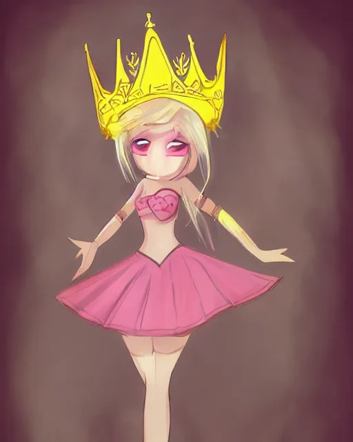 Image similar to concept art of a princess, she has pink hair and a yellow crown, anime art, digital painting, hd, smooth, full body shot, tran ross