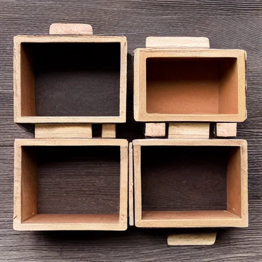 Prompt: 3 wooden boxes
