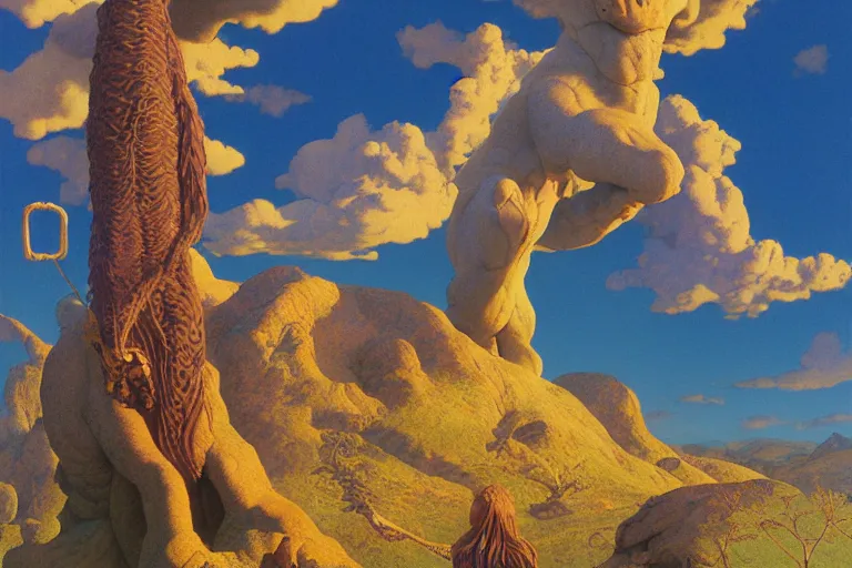Image similar to fafnir, digital painting by maxfield parrish and michael whelan, photorealistic