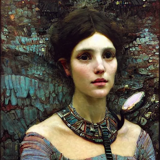 Image similar to mandelbulb portrait of a beautiful woman by gil elvgen, john william waterhouse