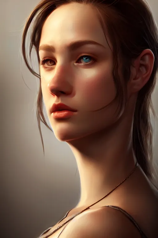 Prompt: a game art portrait of a very very very very very beautiful female by Timothy Lamb, hyperrealism, very detailed, Vray, Rembrandt lighting, artstation, Deviantart, fantasy art, rpg portrait