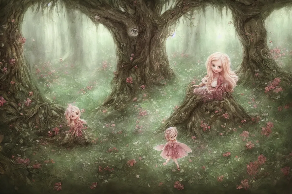 Prompt: fairy tale forest painted by Nicoletta Ceccoli, highly detailed, digital painting, artstation, concept art, smooth, sharp focus, illustration,