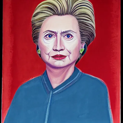 Image similar to very detailed portrait of 1 9 9 0 s hillary clinton, painted by francesco clemente, from the guggenheim