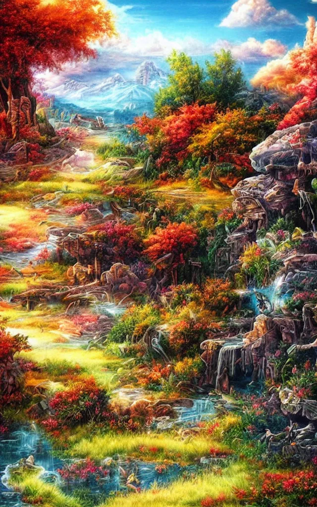 Prompt: background landscape airbrush fantasy 80s, realistic detailed masterpiece