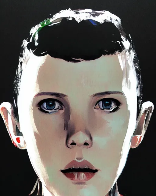 Image similar to close portrait of millie bobby brown by yoji shinkawa