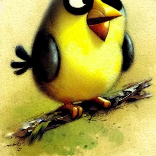 Image similar to ( ( ( ( ( yellow angry bird. muted colors. ) ) ) ) ) by jean - baptiste monge!!!!!!!!!!!!!!!!!!!!!!!!!!!