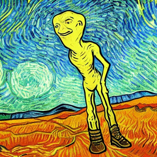 Image similar to portrait of Roswell Alien, painted by Van Gogh