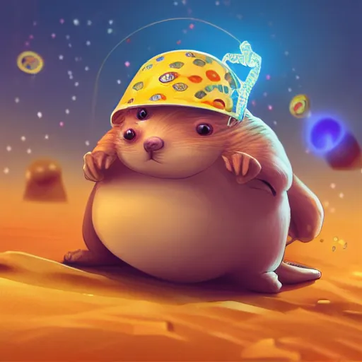 Image similar to a fat sand mouse with a kippah conducting a physics research, colorful digital art, cyberpunk, highly detailed, photorealistic art, award winning, trending on artstation