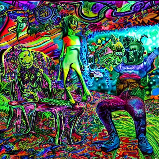 Image similar to a weird lsd dream, highly detailed