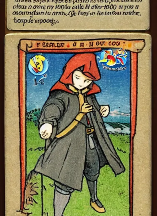 Image similar to a pokemon card from the 1 4 0 0 s