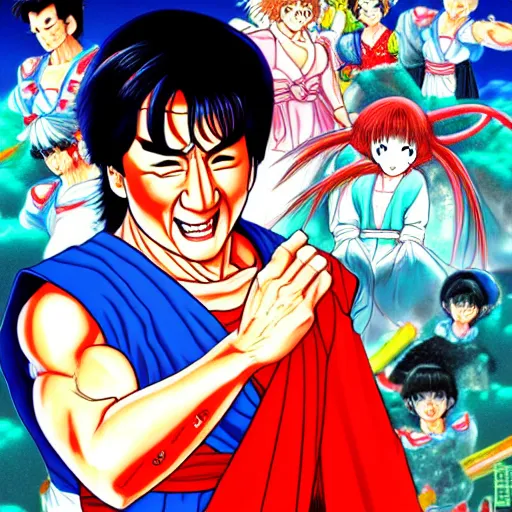 Prompt: a detailed digital art of jackie chan dressed as salior moon in the style of naoko takeuchi and akira toriyama, beautiful, artstationhq, award - winning art,