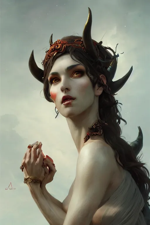 Image similar to goddess of the devils, highly detailed, digital painting, artstation, concept art, smooth, sharp focus, illustration, unreal engine 5, 8 k, art by artgerm and greg rutkowski and edgar maxence