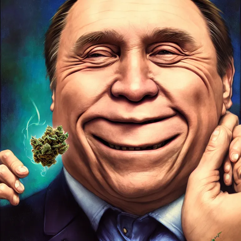 Prompt: a portrait of a happy high on cannabis premier francois legault in 2 0 2 1 illustrated by miyazaki by karol bak, james jean, tom bagshaw, rococo, sharp focus, trending on artstation, cinematic lighting, hyper realism, octane render, 8 k, hyper detailed, vivid, ultra detailed, highly detailed