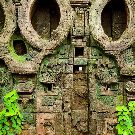 Prompt: candi bentar, javanese split gateway. separate halves. fantasy concept art. overgrown, mossy, cracked and worn