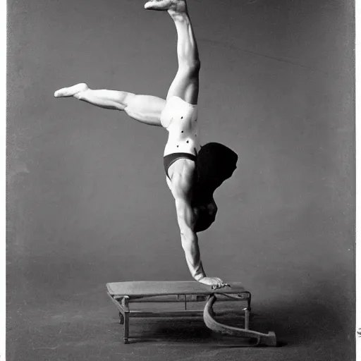 Prompt: 1 9 0 0 gymnastics athlete, full body, studio lightning