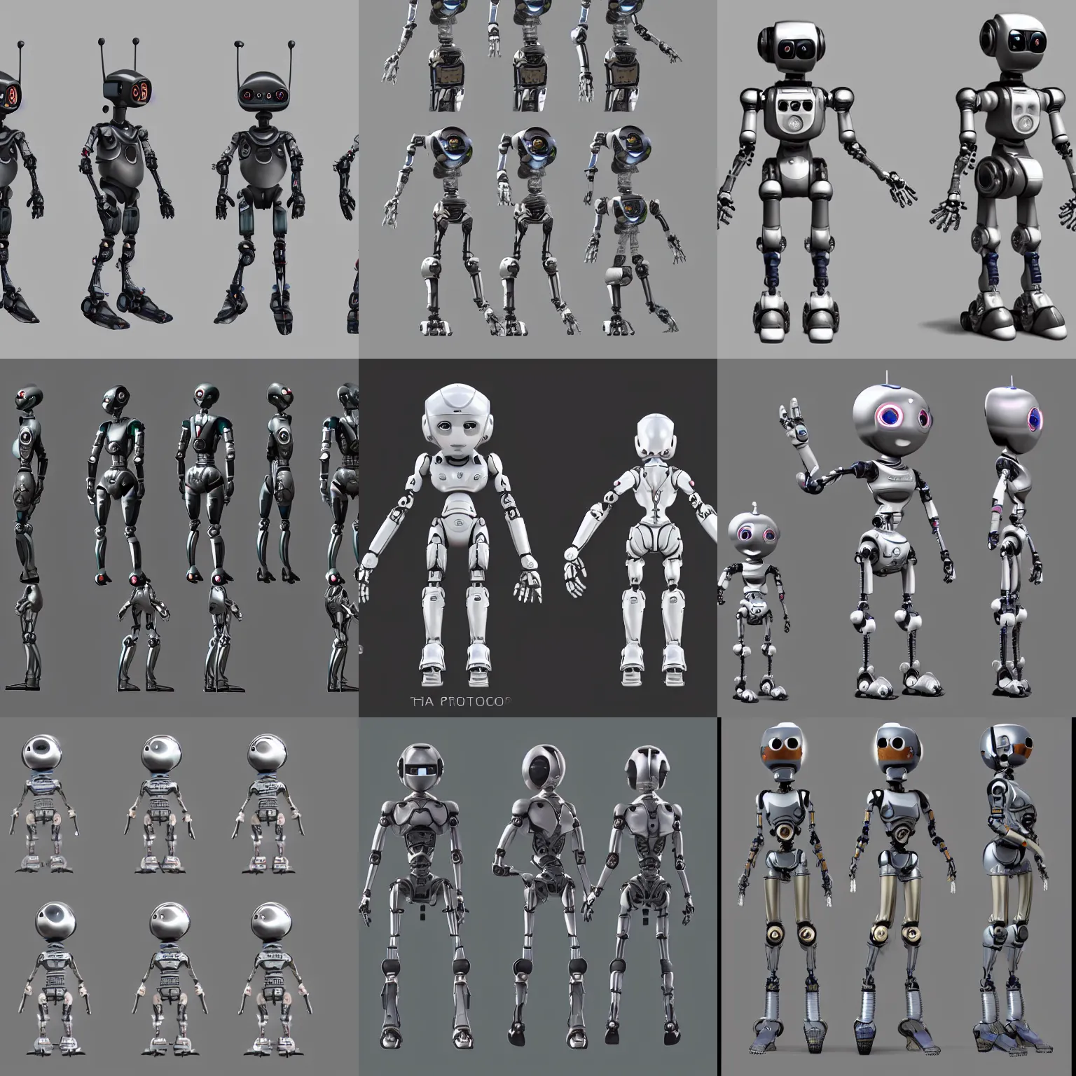 A Cute Robot Weta Digital Character Model Sheet Stable Diffusion