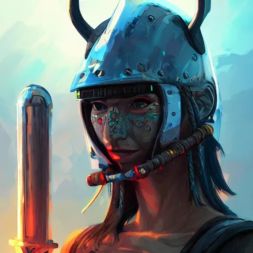 Image similar to cyberpunk viking helmet mask warrior goddess robot ninja fantasy, art gta 5 cover, official fanart behance hd artstation by jesper ejsing, by rhads, makoto shinkai and lois van baarle, ilya kuvshinov, ossdraws